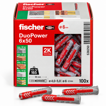 Fischer DuoPower Plug – 6 × 50 mm (100 Pcs/Box)